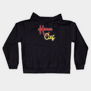 Vintage Kansas City Red And Yellow Hand Drawn Script For KCMO Locals Kids Hoodie